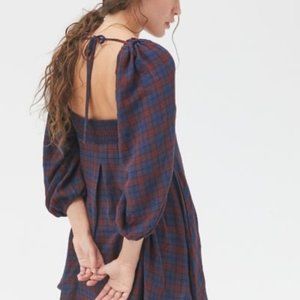 Urban Outfitters Maroon/Blue Flannel Dress